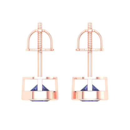 1 ctw Tanzanite Studs Earrings | 5.0mm Round Cut White Gold Screw back | December Birthstone