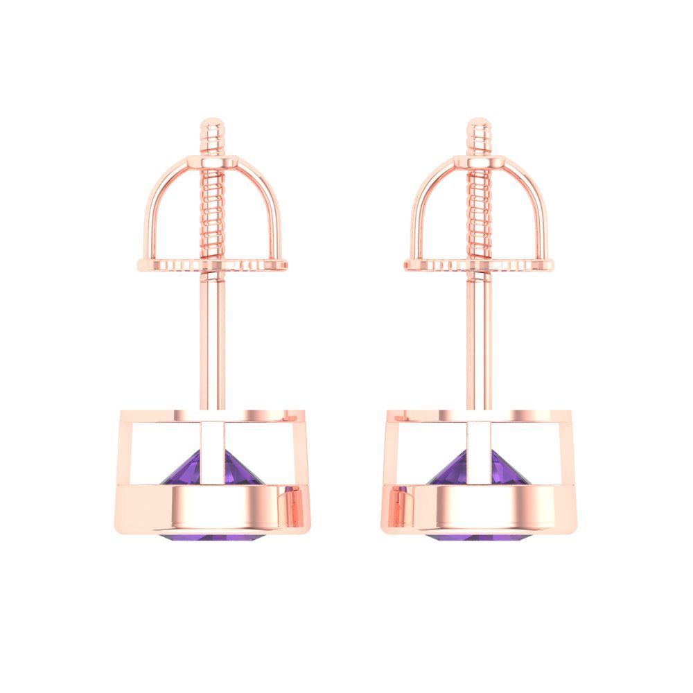 1cttw Amethyst Gold-Plated 925 Silver Screw Back Stud Earrings