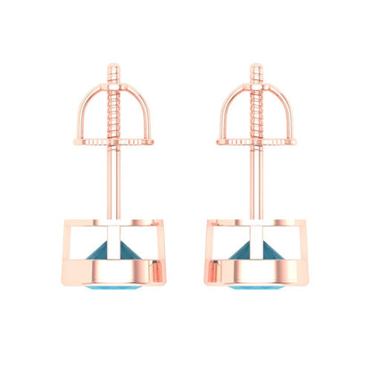 1 ctw Turquoise Studs Earrings | 5.0mm Round Cut White Gold Screw back | December Birthstone