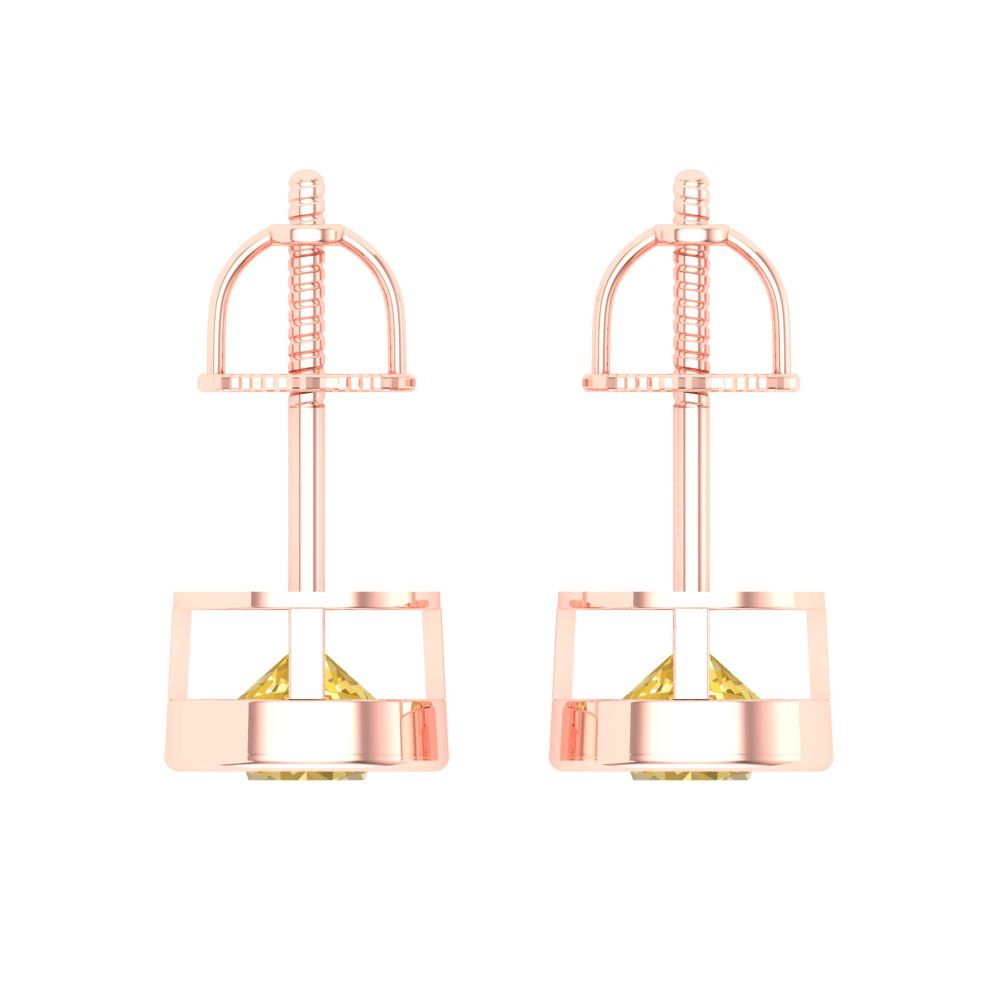 1 ctw Citrine Studs Earrings | 5.0mm Round Cut White Gold Screw back | November Birthstone