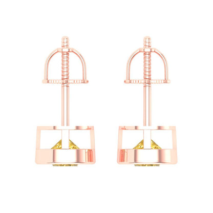 1 ctw Citrine Studs Earrings | 5.0mm Round Cut White Gold Screw back | November Birthstone