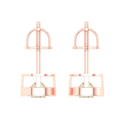1 ctw Morganite Studs Earrings | 5.0mm Round Cut White Gold Screw back | February Birthstone