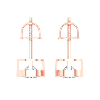 1 ctw Moissanite Studs Earrings | 5.0mm Round Cut White Gold Screw back | April Birthstone
