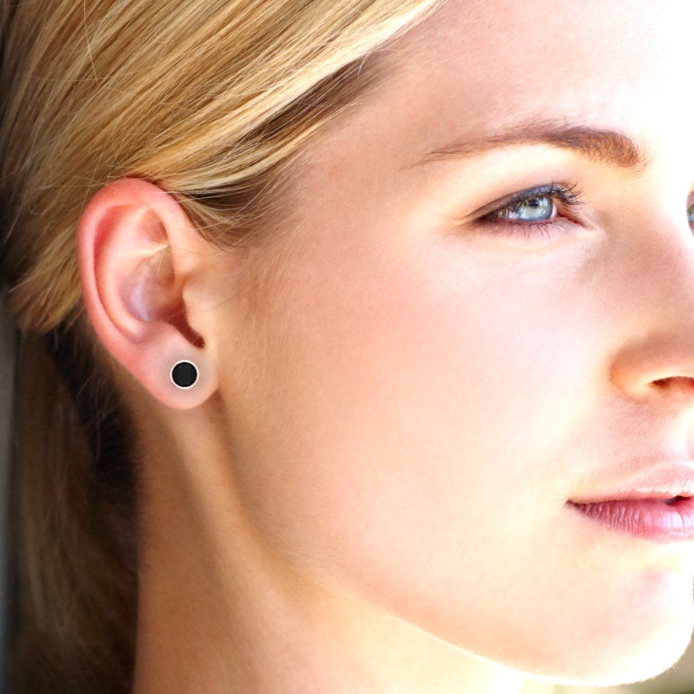1 ctw Onyx Studs Earrings | 5.0mm Round Cut White Gold Screw back | July Birthstone