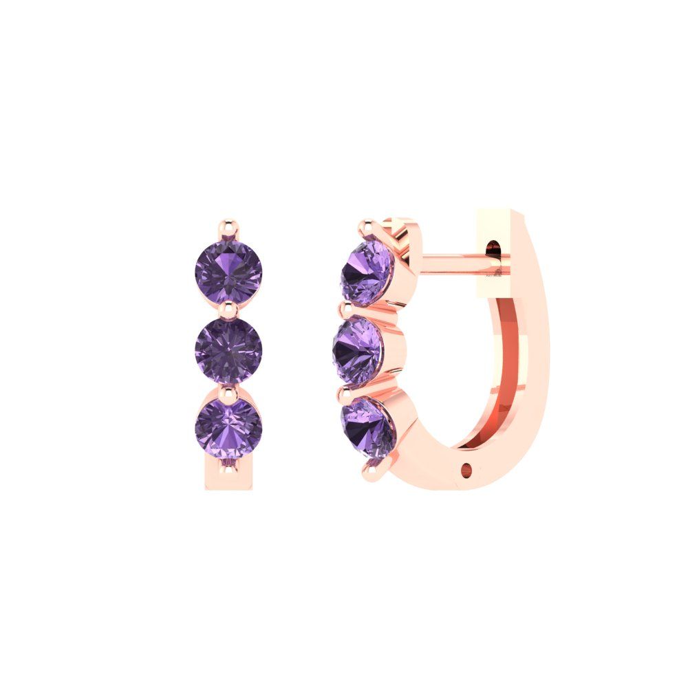0.48cttw Alexandrite Gold-Plated 925 Silver Lever Back Hoop Earrings