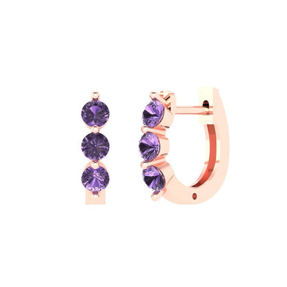 0.48cttw Alexandrite Gold-Plated 925 Silver Lever Back Hoop Earrings
