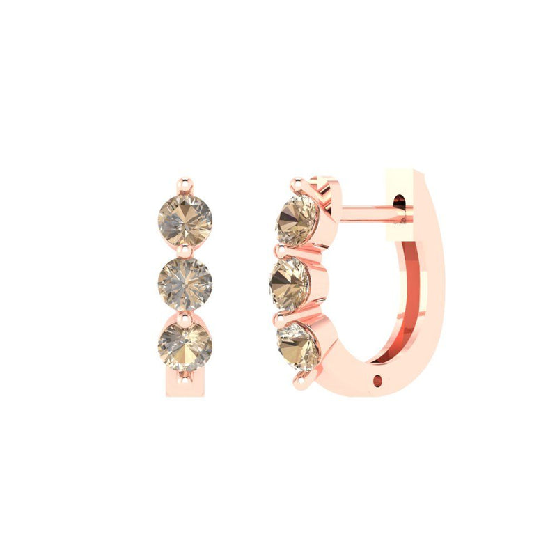 0.48 ct Brilliant Round Cut Hoop Yellow Moissanite Stone Rose Gold Earrings Lever Back