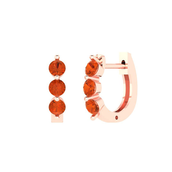 0.48 ct Brilliant Round Cut Hoop Red Simulated Diamond Stone Rose Gold Earrings Lever Back