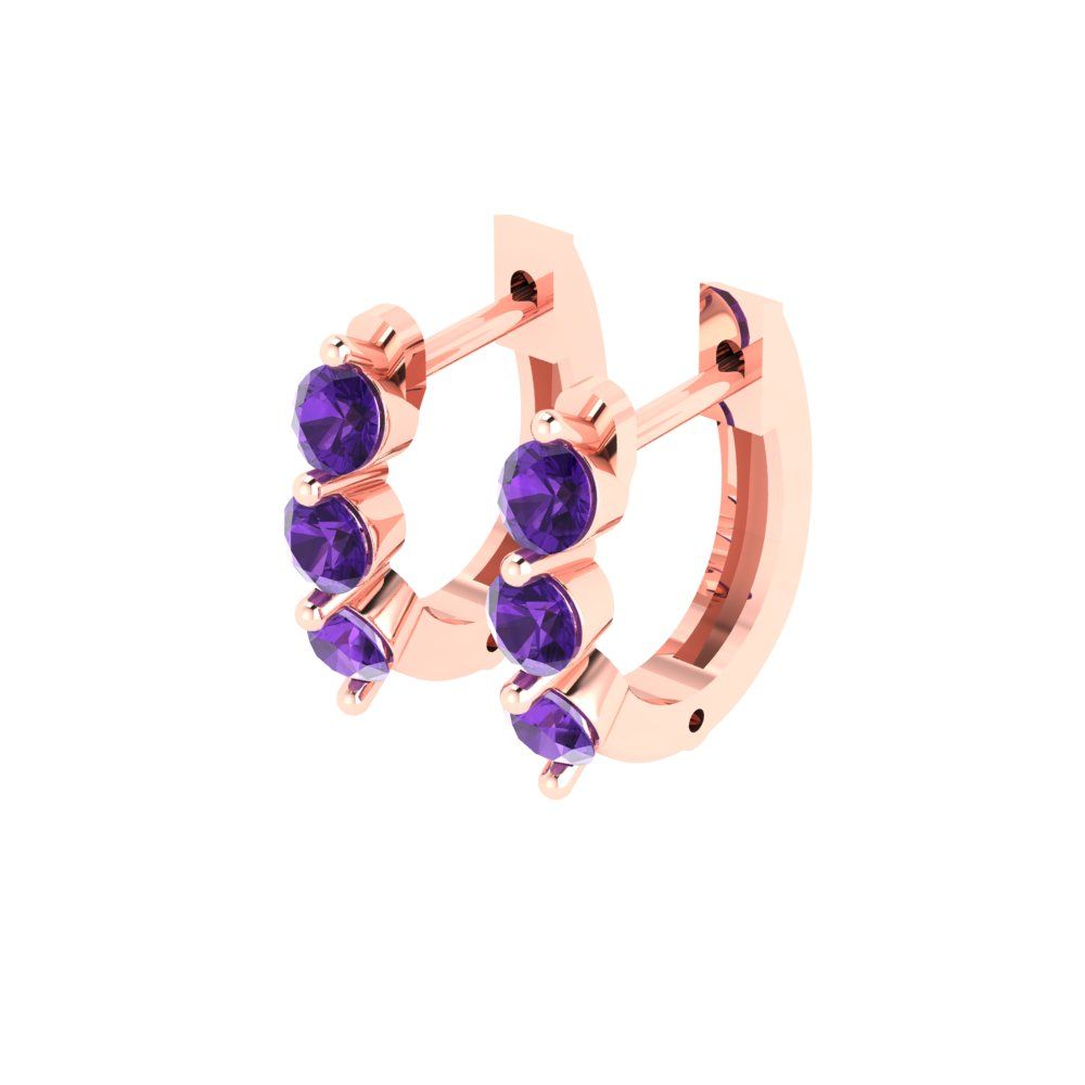 0.48cttw Amethyst Gold-Plated 925 Silver Lever Back Hoop Earrings