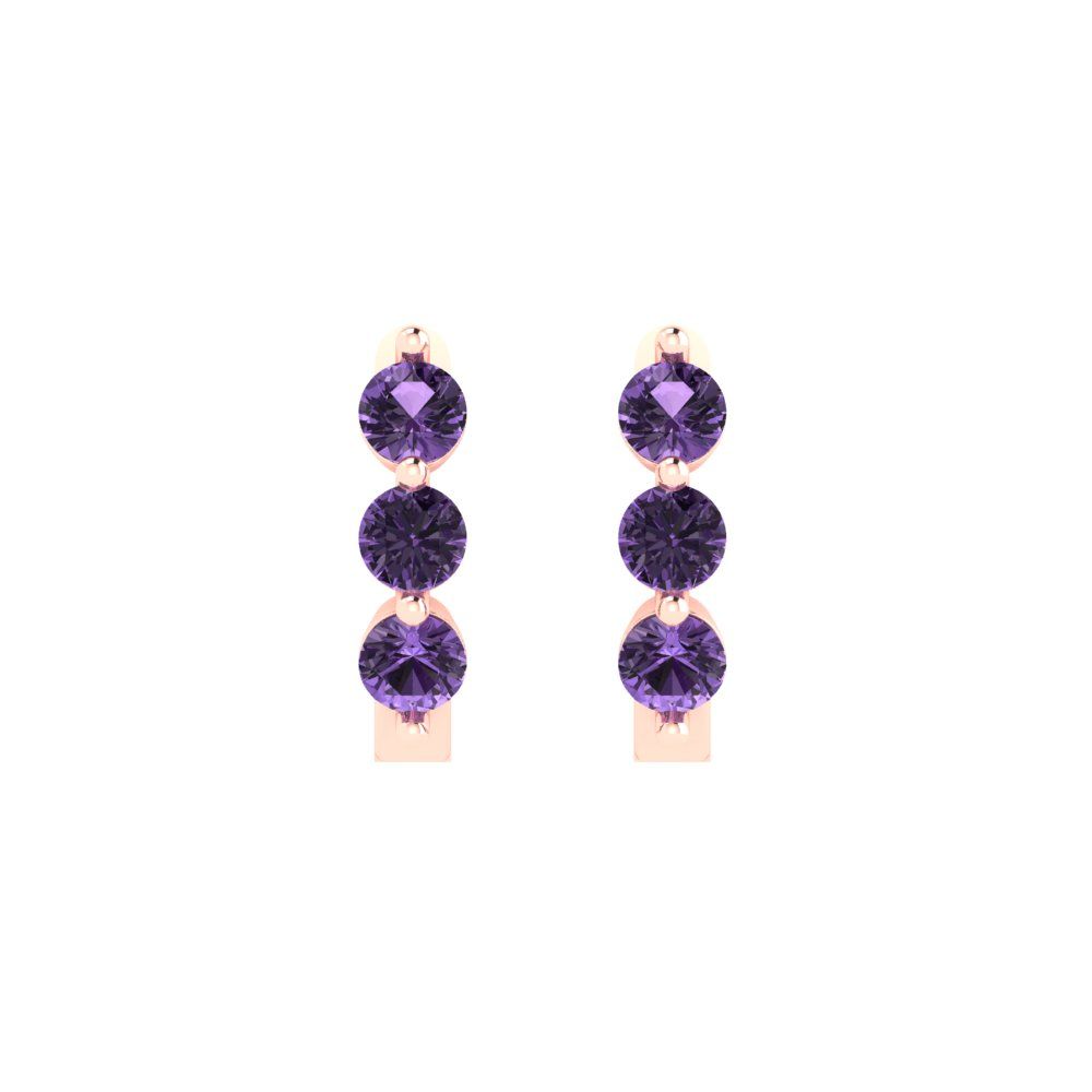 0.48cttw Alexandrite Gold-Plated 925 Silver Lever Back Hoop Earrings