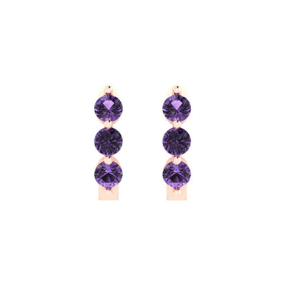 0.48cttw Alexandrite Gold-Plated 925 Silver Lever Back Hoop Earrings