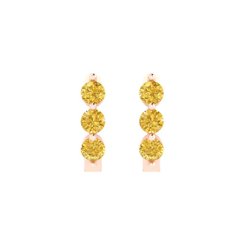 0.48 ct Brilliant Round Cut Hoop Yellow Simulated Diamond Stone Rose Gold Earrings Lever Back