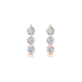 0.48 ct Brilliant Round Cut Hoop White Sapphire Stone Rose Gold Earrings Lever Back