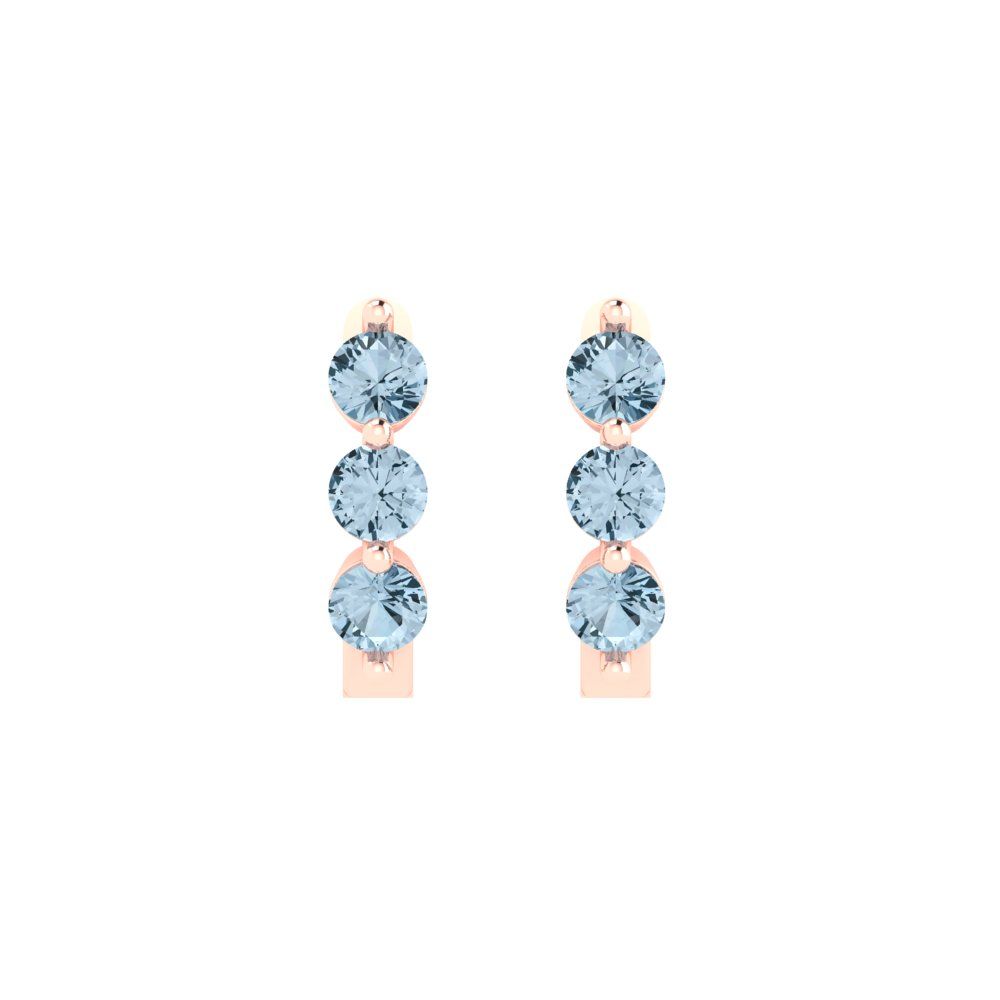 0.48cttw Aquamarine Gold-Plated 925 Silver Lever Back Hoop Earrings