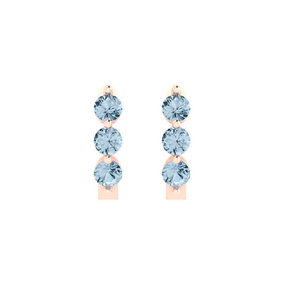 0.48cttw Aquamarine Gold-Plated 925 Silver Lever Back Hoop Earrings