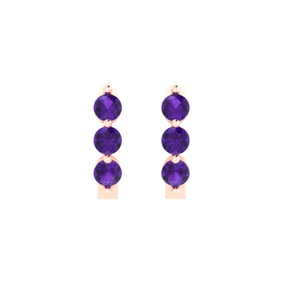 0.48cttw Amethyst Gold-Plated 925 Silver Lever Back Hoop Earrings