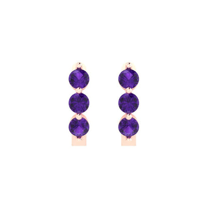 0.48cttw Amethyst Gold-Plated 925 Silver Lever Back Hoop Earrings