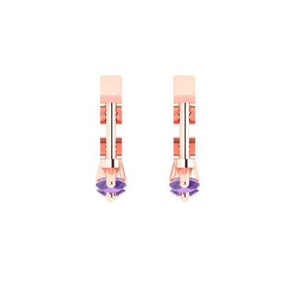0.48cttw Alexandrite Gold-Plated 925 Silver Lever Back Hoop Earrings