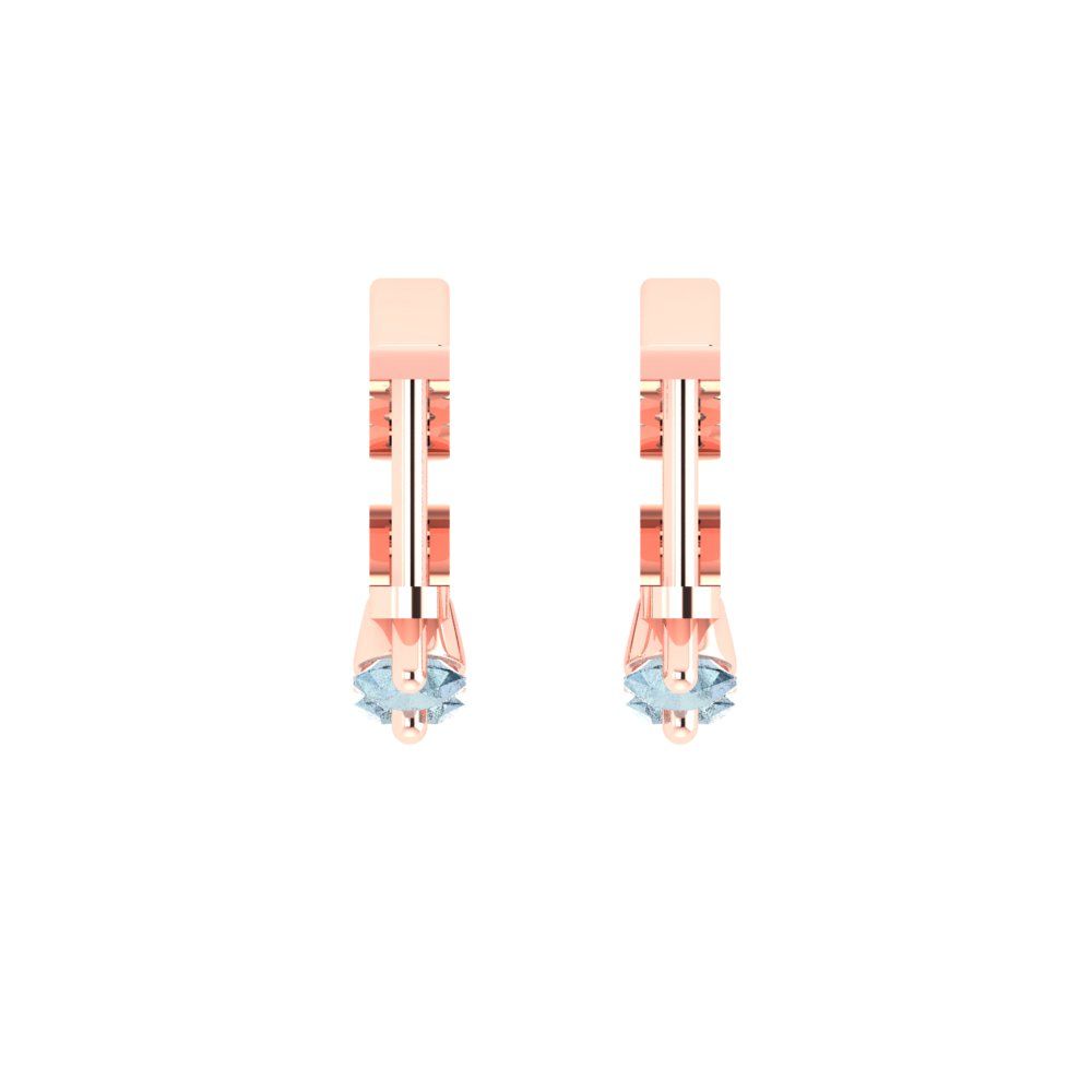 0.48cttw Aquamarine Gold-Plated 925 Silver Lever Back Hoop Earrings