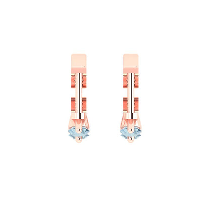 0.48cttw Aquamarine Gold-Plated 925 Silver Lever Back Hoop Earrings