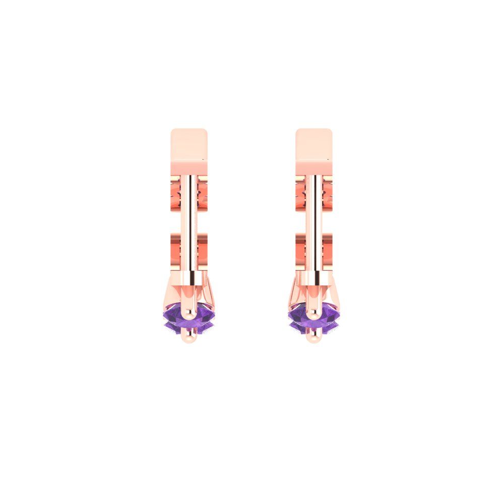 0.48cttw Amethyst Gold-Plated 925 Silver Lever Back Hoop Earrings
