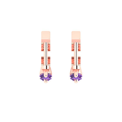 0.48cttw Amethyst Gold-Plated 925 Silver Lever Back Hoop Earrings