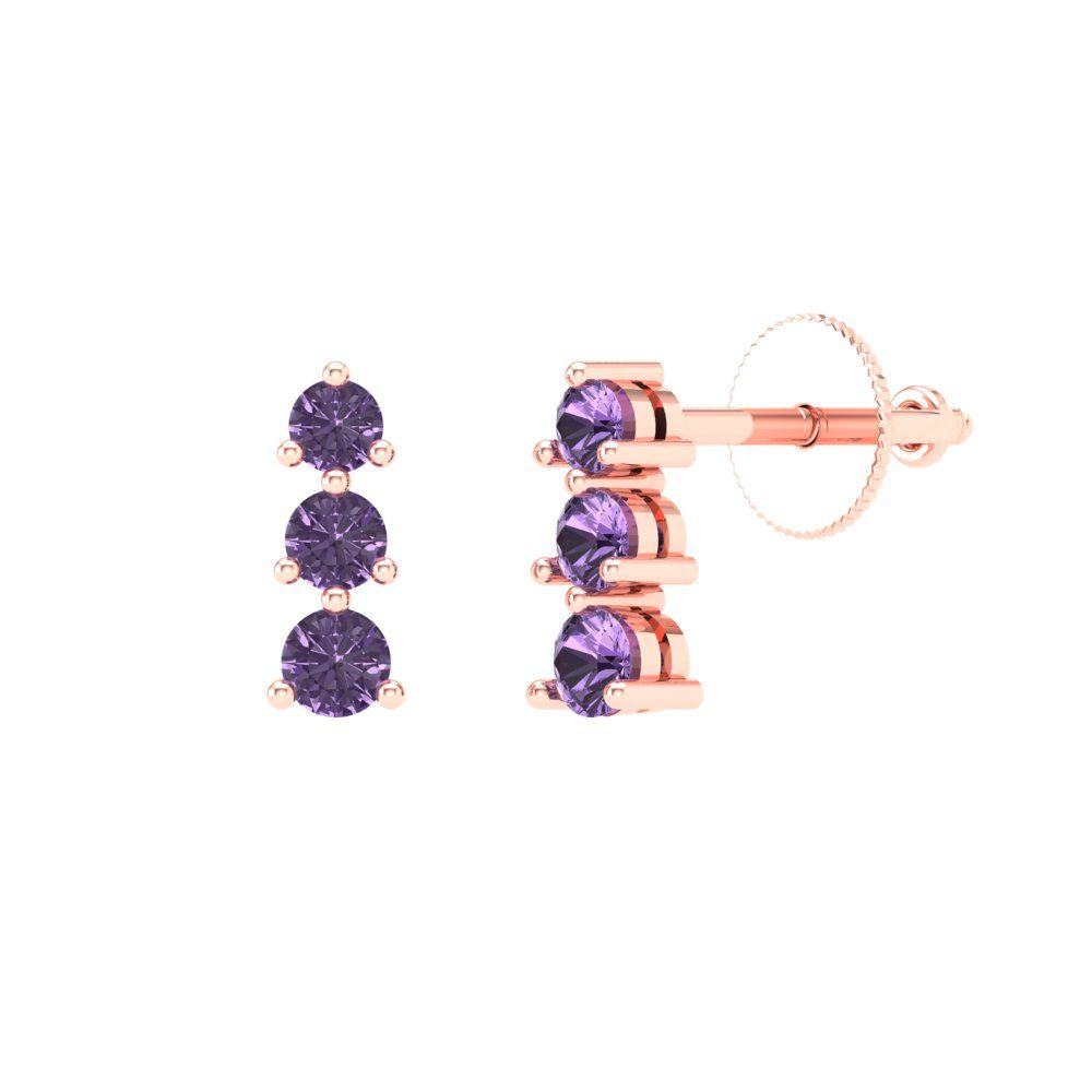 0.42cttw Alexandrite Gold-Plated 925 Silver Screw Back Stud Earrings