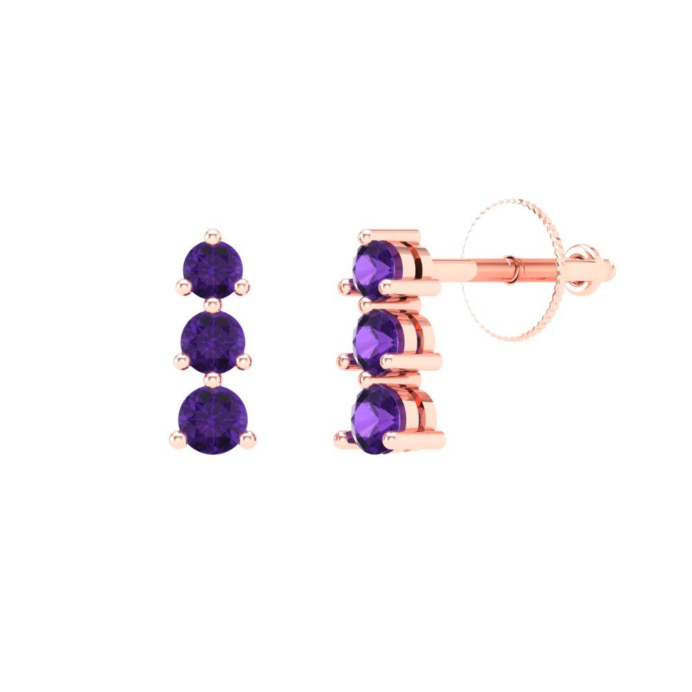 0.42cttw Amethyst Gold-Plated 925 Silver Screw Back Stud Earrings