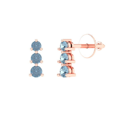 0.42cttw Aquamarine Gold-Plated 925 Silver Screw Back Stud Earrings