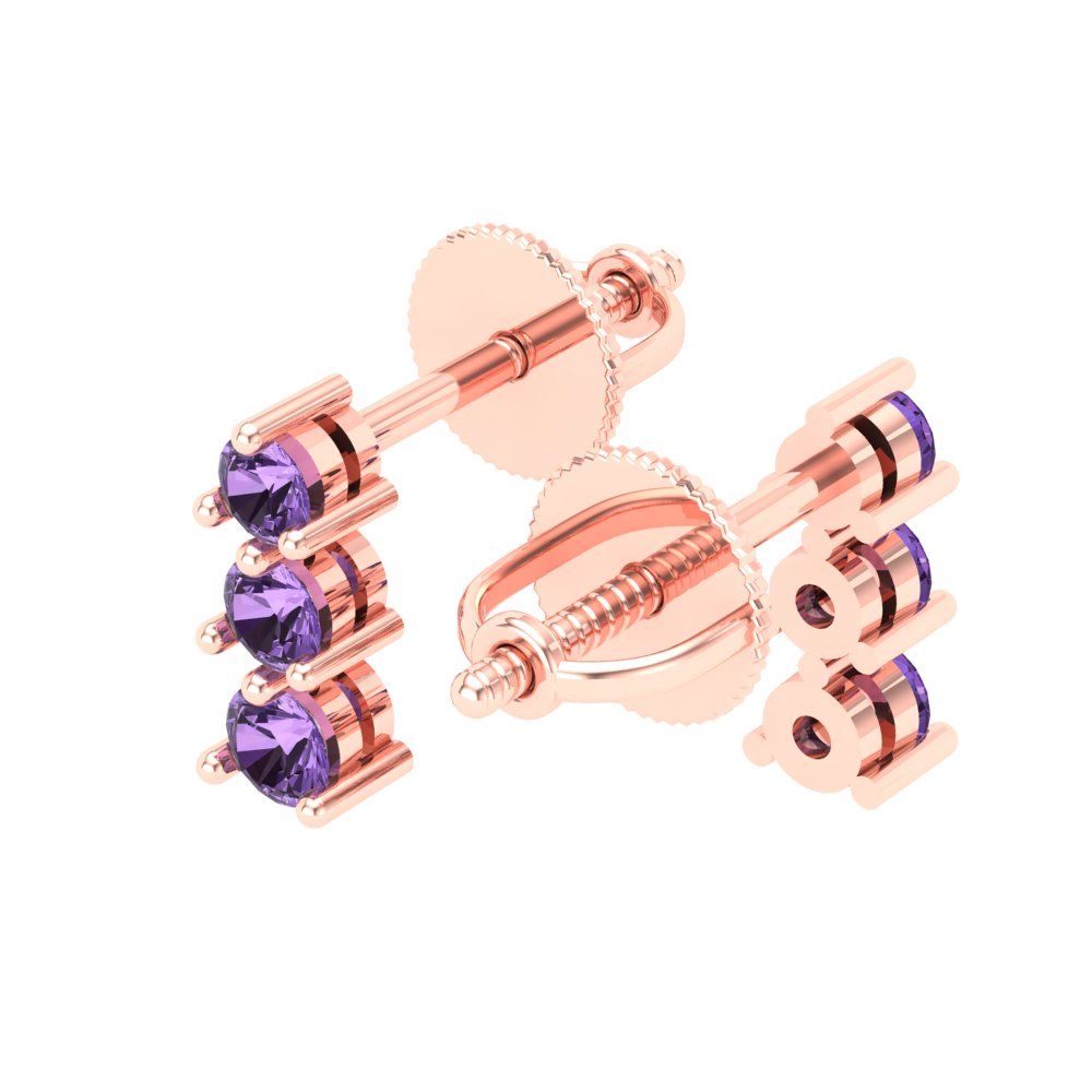 0.42cttw Alexandrite Gold-Plated 925 Silver Screw Back Stud Earrings