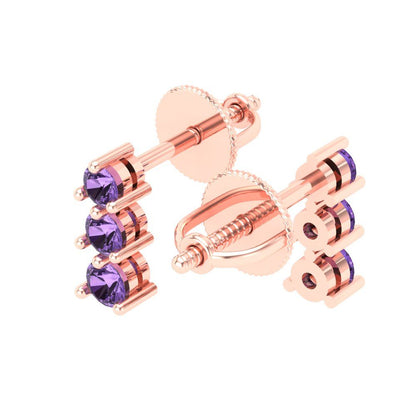 0.42cttw Alexandrite Gold-Plated 925 Silver Screw Back Stud Earrings