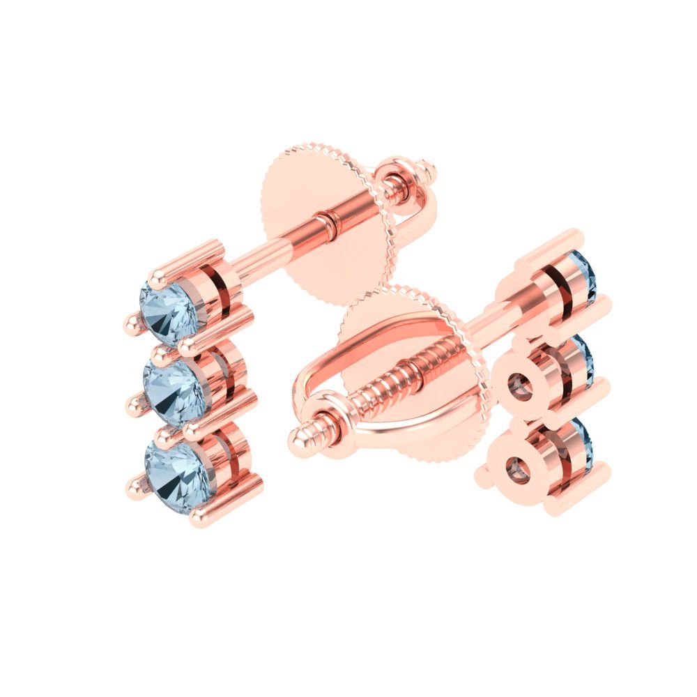 0.42cttw Aquamarine Gold-Plated 925 Silver Screw Back Stud Earrings