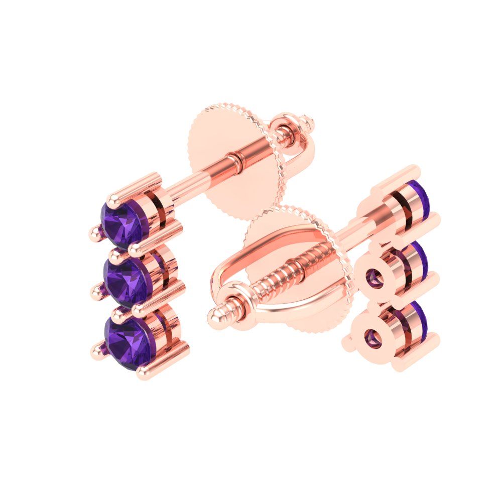 0.42cttw Amethyst Gold-Plated 925 Silver Screw Back Stud Earrings