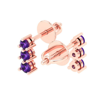 0.42cttw Amethyst Gold-Plated 925 Silver Screw Back Stud Earrings