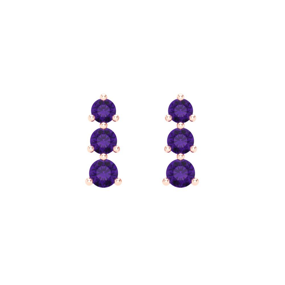 0.42cttw Amethyst Gold-Plated 925 Silver Screw Back Stud Earrings