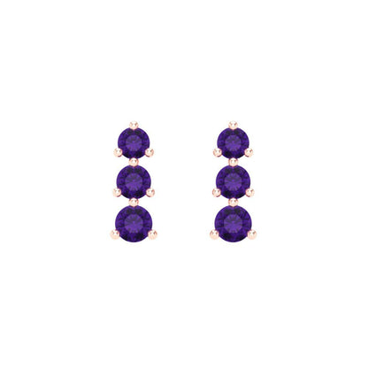0.42cttw Amethyst Gold-Plated 925 Silver Screw Back Stud Earrings