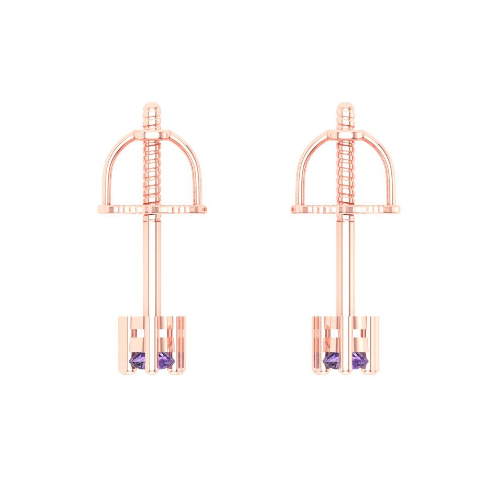 0.42cttw Alexandrite Gold-Plated 925 Silver Screw Back Stud Earrings