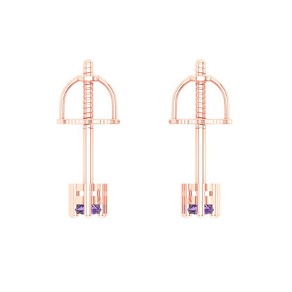 0.42cttw Alexandrite Gold-Plated 925 Silver Screw Back Stud Earrings