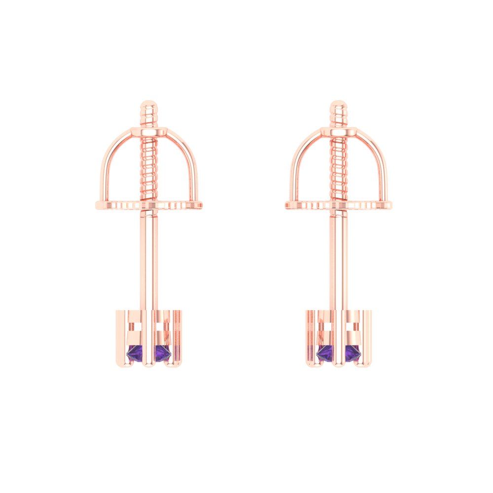 0.42cttw Amethyst Gold-Plated 925 Silver Screw Back Stud Earrings