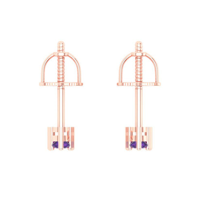 0.42cttw Amethyst Gold-Plated 925 Silver Screw Back Stud Earrings