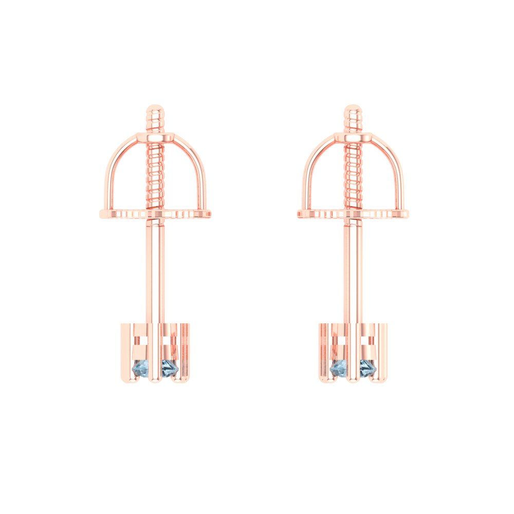 0.42cttw Aquamarine Gold-Plated 925 Silver Screw Back Stud Earrings