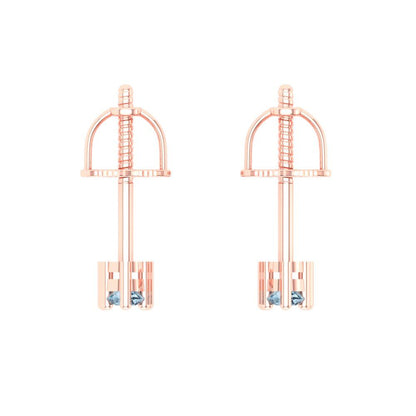 0.42cttw Aquamarine Gold-Plated 925 Silver Screw Back Stud Earrings