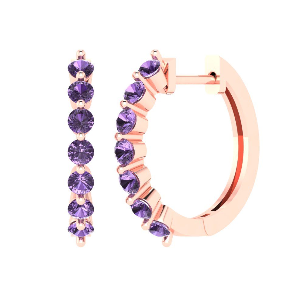 0.84cttw Alexandrite Gold-Plated 925 Silver Lever Back Hoop Earrings