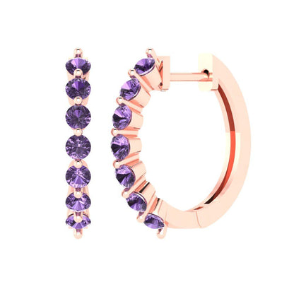 0.84cttw Alexandrite Gold-Plated 925 Silver Lever Back Hoop Earrings