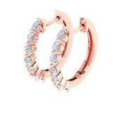 0.7 ct Brilliant Round Cut Hoop White Sapphire Stone Rose Gold Earrings Lever Back