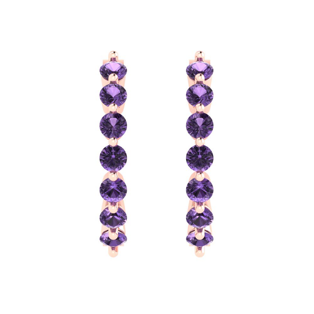 0.84cttw Alexandrite Gold-Plated 925 Silver Lever Back Hoop Earrings