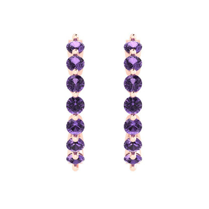 0.84cttw Alexandrite Gold-Plated 925 Silver Lever Back Hoop Earrings