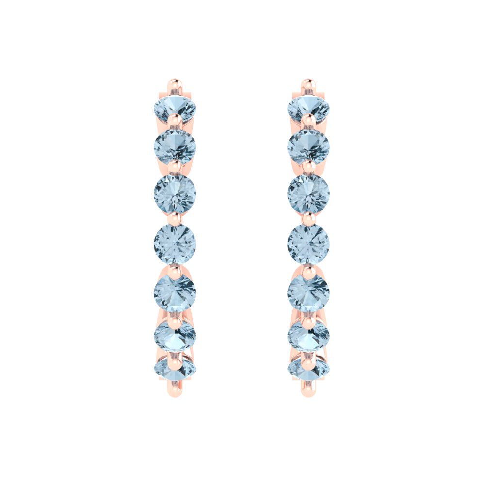 0.84cttw Aquamarine Gold-Plated 925 Silver Lever Back Hoop Earrings