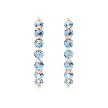 0.84cttw Aquamarine Gold-Plated 925 Silver Lever Back Hoop Earrings