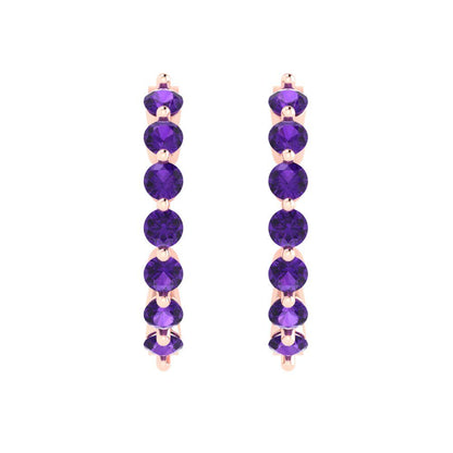 0.84cttw Amethyst Gold-Plated 925 Silver Lever Back Hoop Earrings